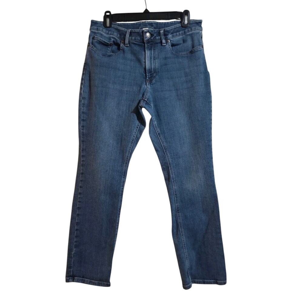 LL Bean Jeans Women’s 10 P Blue Bean Flex Straight Leg Fav Fit Denim Pants 31x27